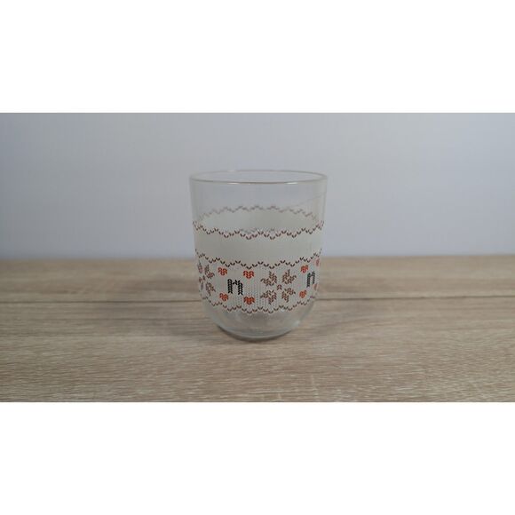 Nutella 2024 Holiday Glass Jar Cup Sweater Pattern Orange Snowflake Collectible - Picture 1 of 2